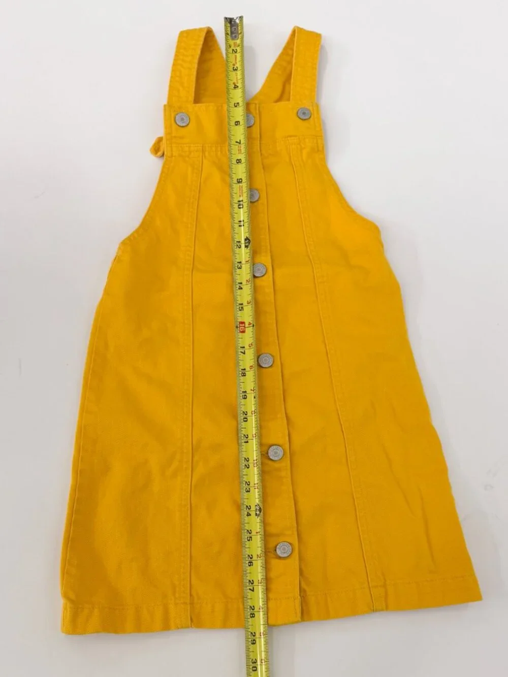 GAP Kids Girls Yellow Denim Overall Dress Large Adjustable Like New - Picture 4 of 4